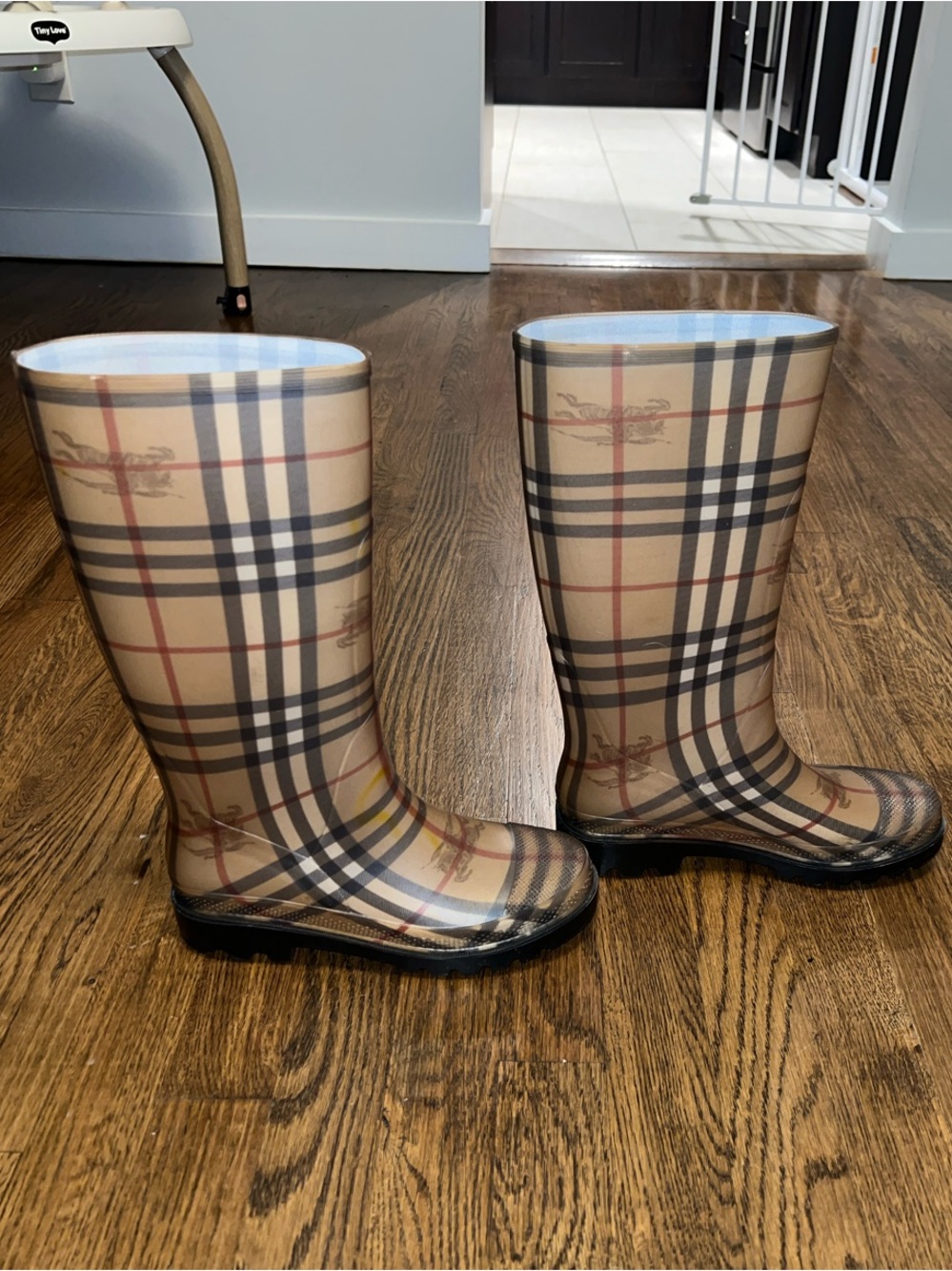 Burberry Tan/Black/Red Classic Check Tall Rain Boots - Picture 4 of 4